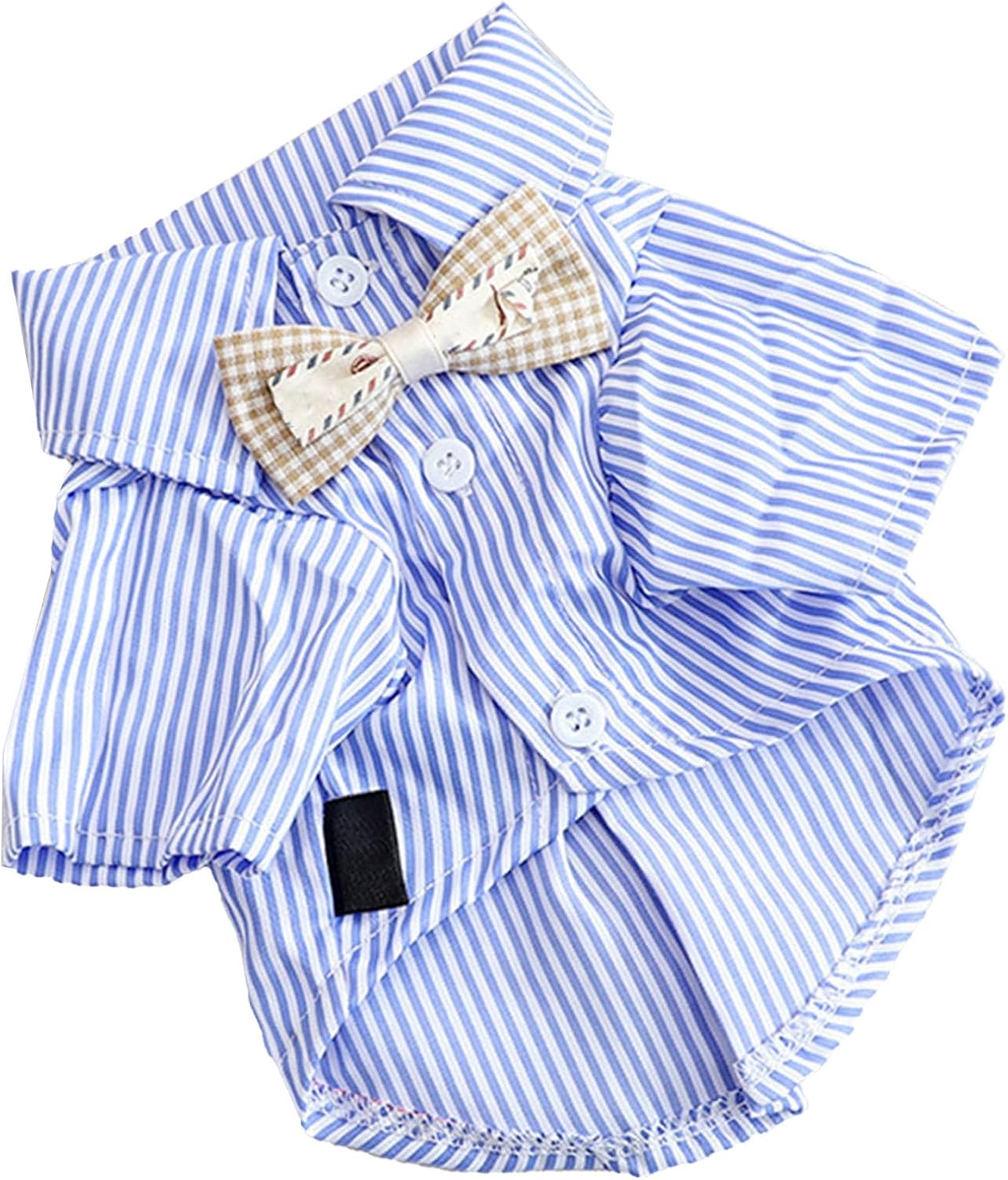 Striped Bow Detail Casual Puppy Shirt XXL