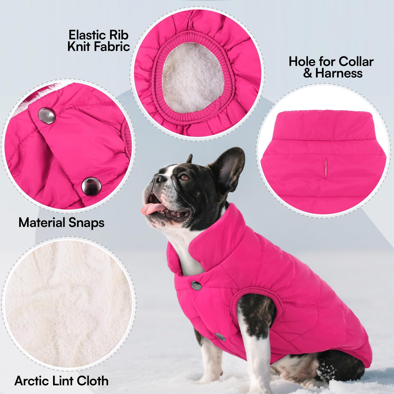 Dog Winter Coat - Waterproof Windproof Dog Jacket, Warm Snowproof Doggie Puffer Vest for Cold Weather, Lightweight Snow Coats for Small Medium Large Dogs (Pink, S) - Image 2