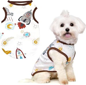 Cartoon Spaceship Sleeveless Cotton Dog Tank Top