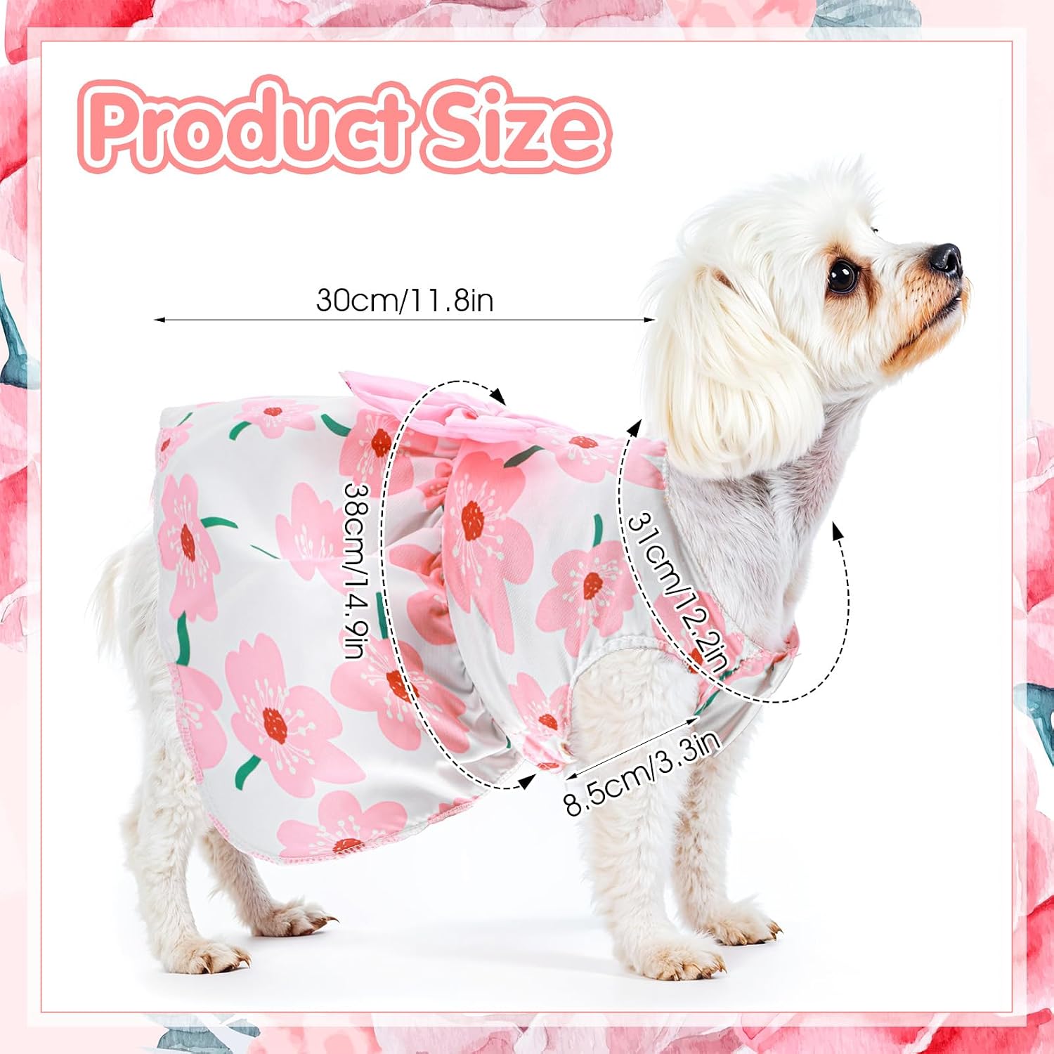Dog Pet Clothes Dog Dresses, Cute Floral Puppy Dresses Pet Cat Princess Bowknot Clothes Cute Puppy Summer Outfits for Medium and Small Dogs Cat Girls(Medium) - Image 2
