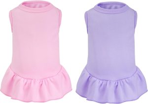 2 Pack Sleeveless Solid Color Dog Skirt Dresses