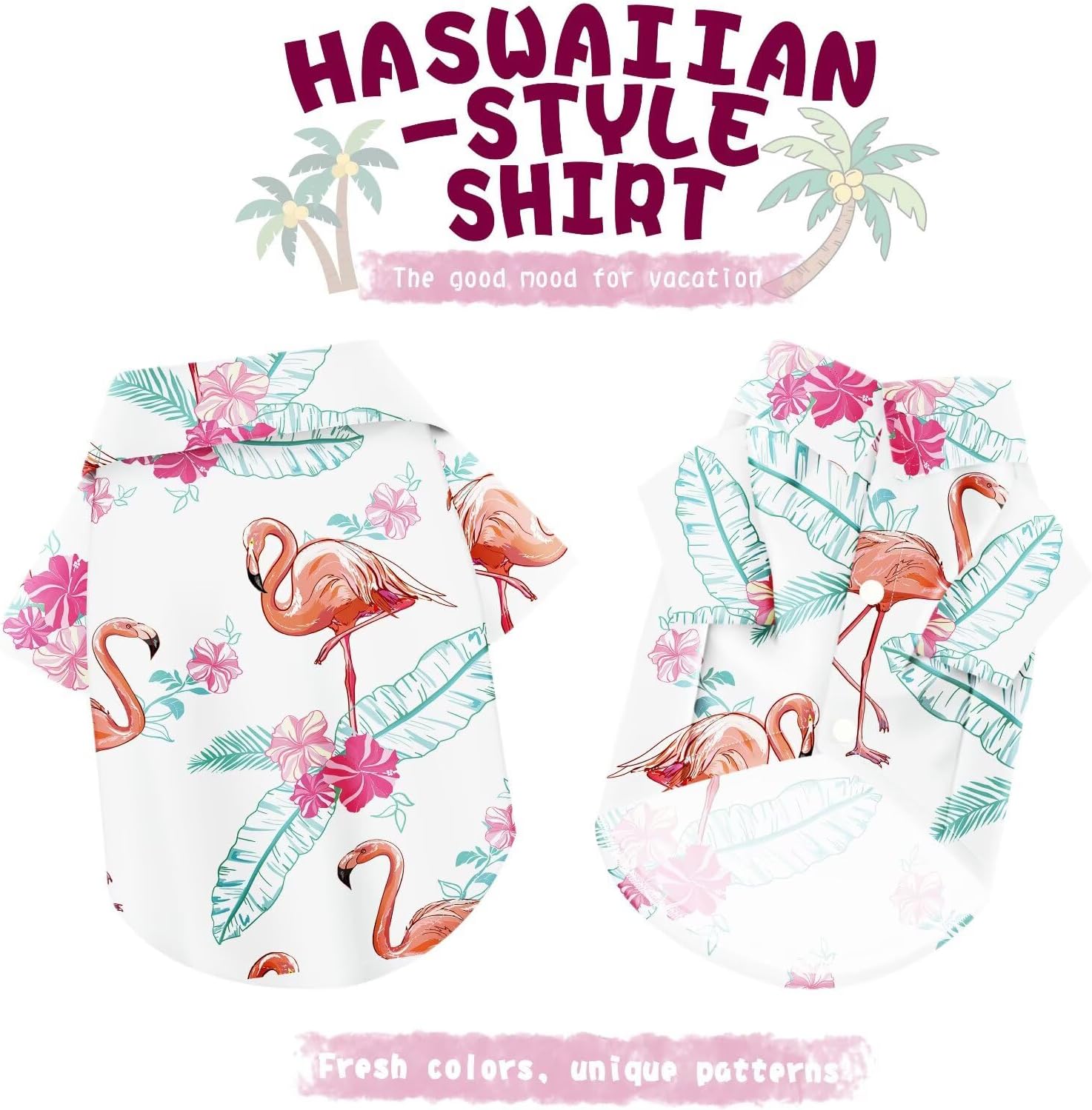 Hawaiian Flamingo Breathable Summer Dog Shirt Medium - Image 2