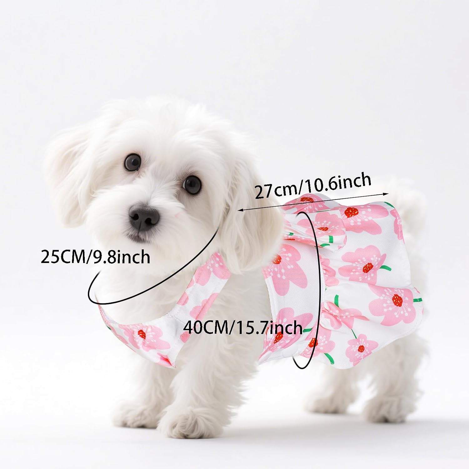 Dog Pink Floral Bowknot Dress Cute Puppy Dress Pet Outfits for Puppy Cat Spring Summer - Image 2