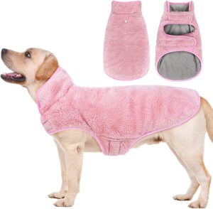 Dog Winter Coat, Reversible Fleece Dog Cold Weather Coats, Windproof Warm Snow Puppy Jacket Vest Pet Clothes for Small Medium Large Dogs (Pink, Medium)
