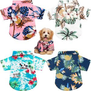 4 Pack Hawaii Floral Breathable Summer Dog Shirts