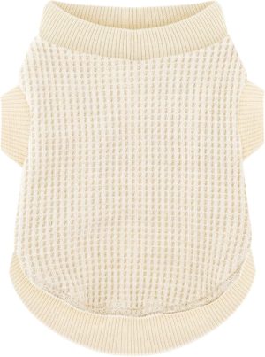 Cozy Lightweight Dog Sweaters Shirt for Small Puppies: Stretchable Beige Tank Top Attire, Perfect for Chihuahuas and Yorkies - Enhancing Comfort and Playfulness on Chilly Days - Medium