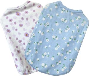2 Pack Daisy Flower Print Cotton Pet Tee Shirts