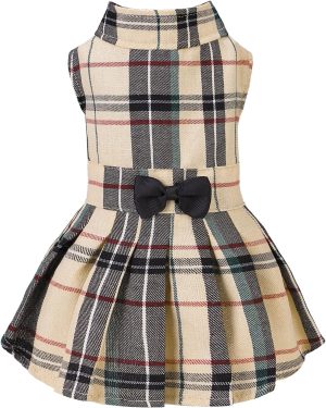 Classic Plaid Dog Dress Cute Puppy Clothes Outfit Medium