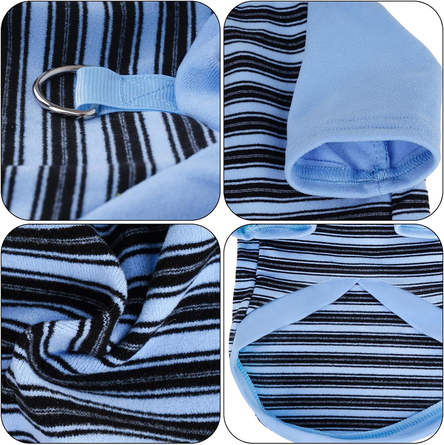 Striped Stretchy Dog T-Shirt with Buckle Large - Image 2