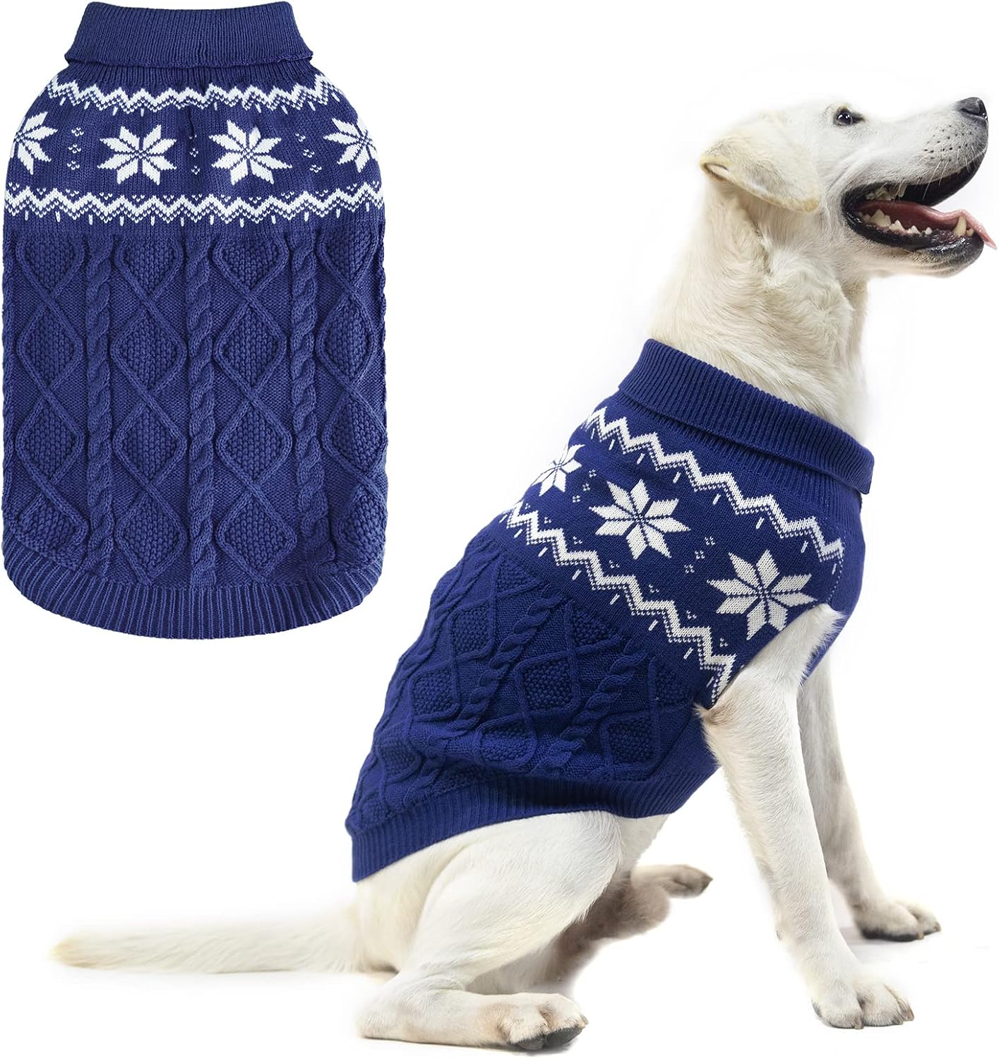 Warm Winter Dog Sweater - Cold Weather Pet Clothes for Small Medium Large Dogs Indoor Outdoor, Soft Classic Knit Puppy Apparel