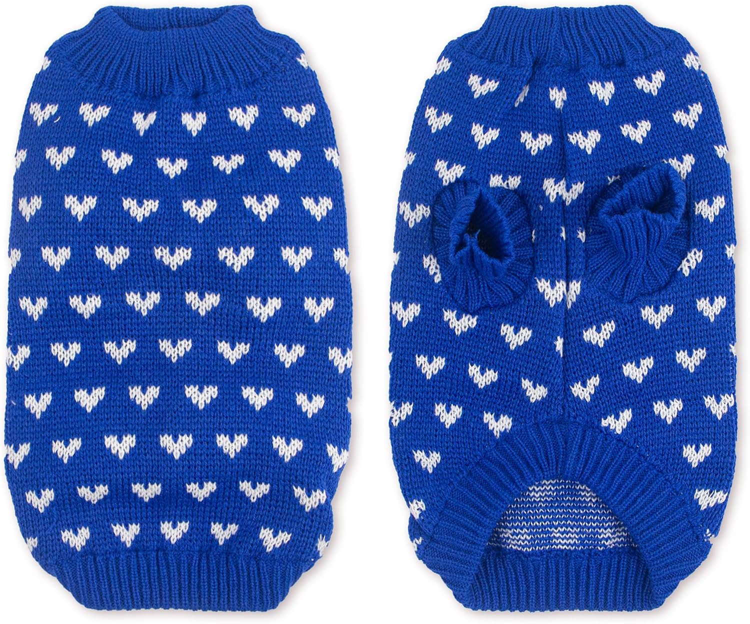 Dog Sweater Heart Puppy Sweater Warm Soft Pet Cloth Dog Outfits for Small Dogs and Cats (Blue, M) - Image 2