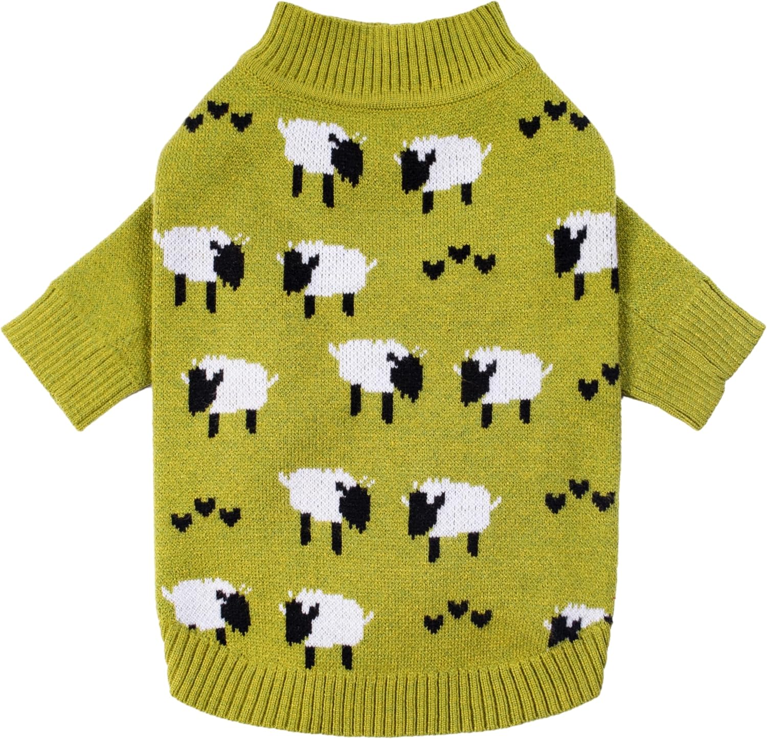 Funny Sheep Dog Sweater, Thermal Winter Clothes for Small Dogs, Boy, Girl - Dog Holiday Pullover Jumper, Pet Outfit - Black, Green, White, S