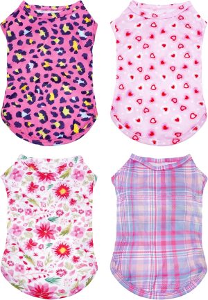 4 Pack Paw Bone Print Sleeveless Dog Tees